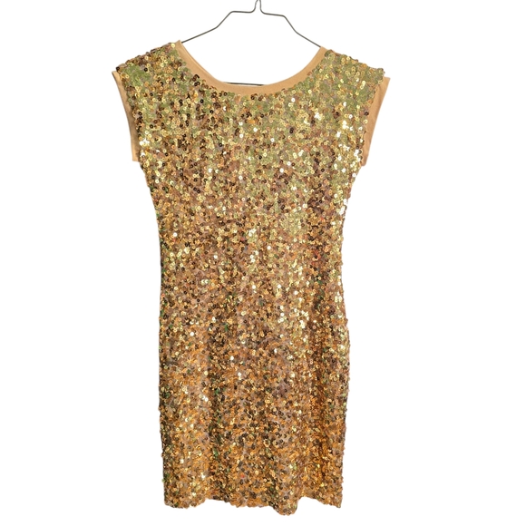 Blaque Market Gold Sequin Open Back Dress Size Large - Picture 2 of 5